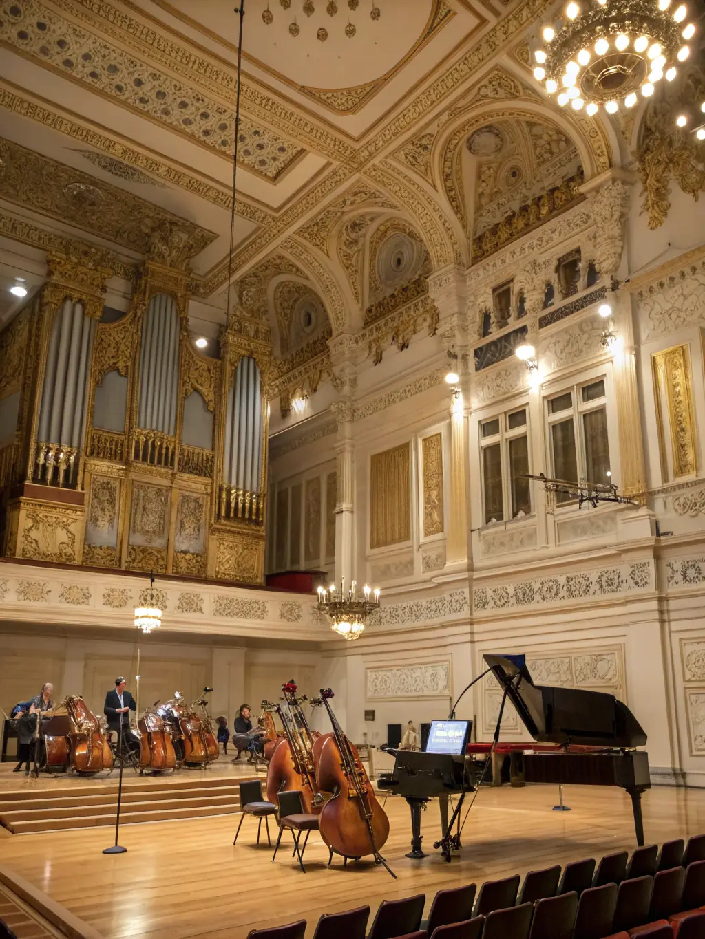A photo capturing a string quartet performing at an AJM-organized concert in a local community hall, emphasizing the support for emerging musicians.