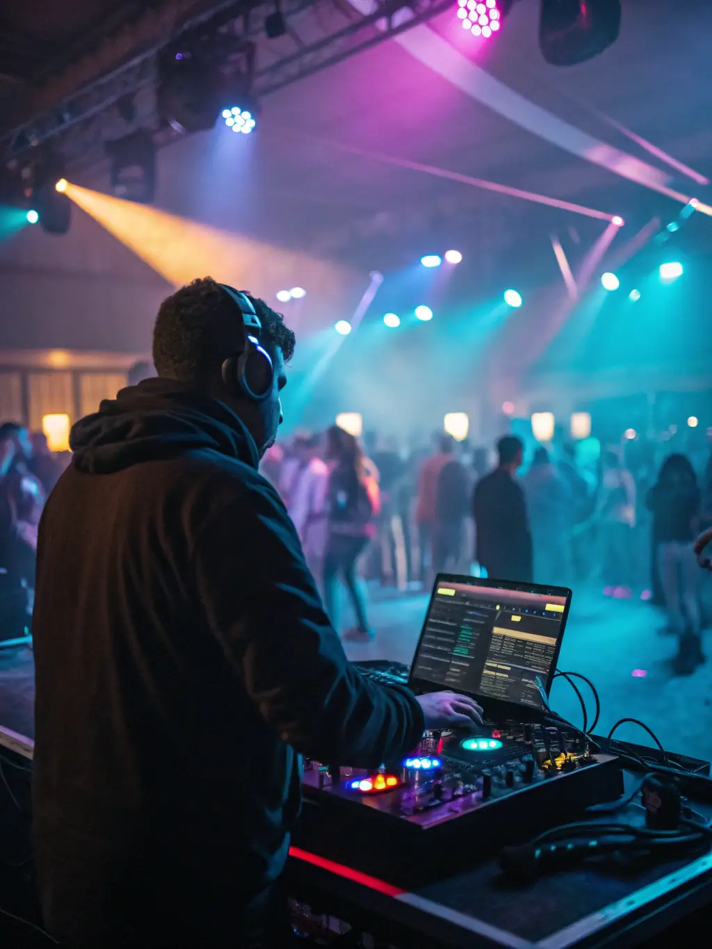 A captivating image of a contemporary music performance featuring electronic instruments and visual effects, showcasing the cutting-edge creativity of the event.